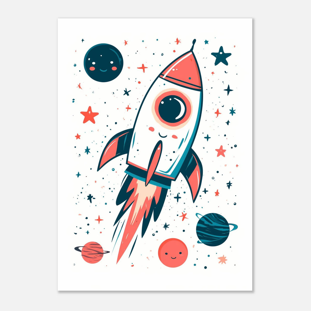 Rakete Weltraum Sterne Junge Poster – Produktansicht 4