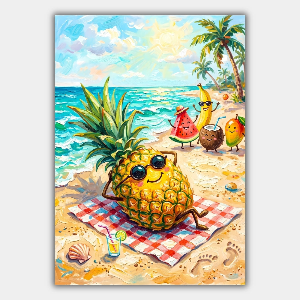 Frucht Strand Ananas Sommer Poster – Produktansicht 1