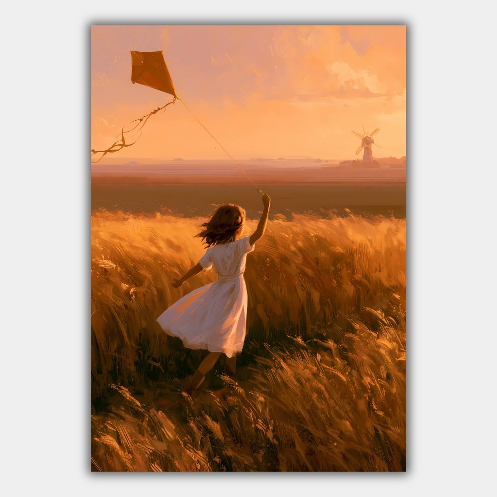 Mädchen Kornfeld Sommer Poster – Produktansicht 1