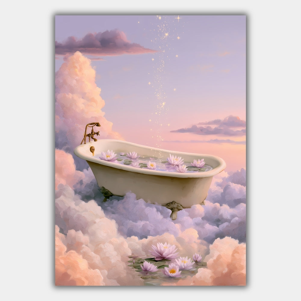 Badewanne Wolken Badezimmer Poster – Produktansicht 1