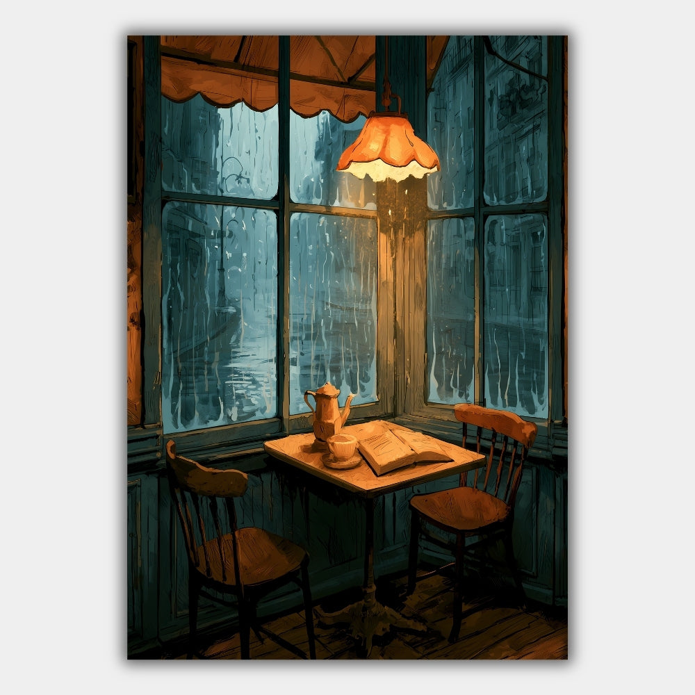 Café Ecke Regen Vintage Poster – Produktansicht 1
