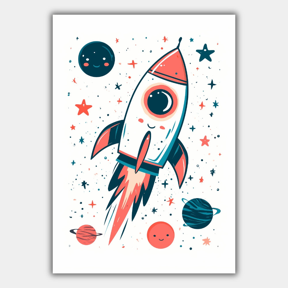 Rakete Weltraum Sterne Junge Poster – Produktansicht 1