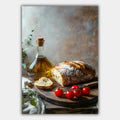 Brot Olivenöl Tomaten Stillleben Poster – Produktansicht 1