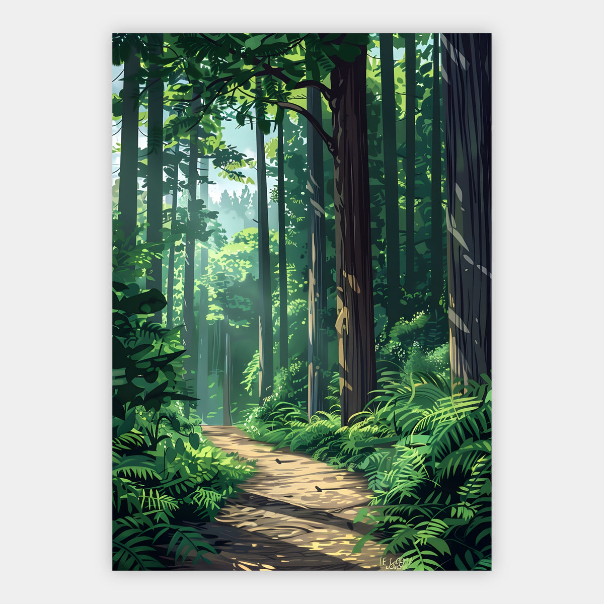 Sonniger Waldpfad Poster – Produktansicht 1