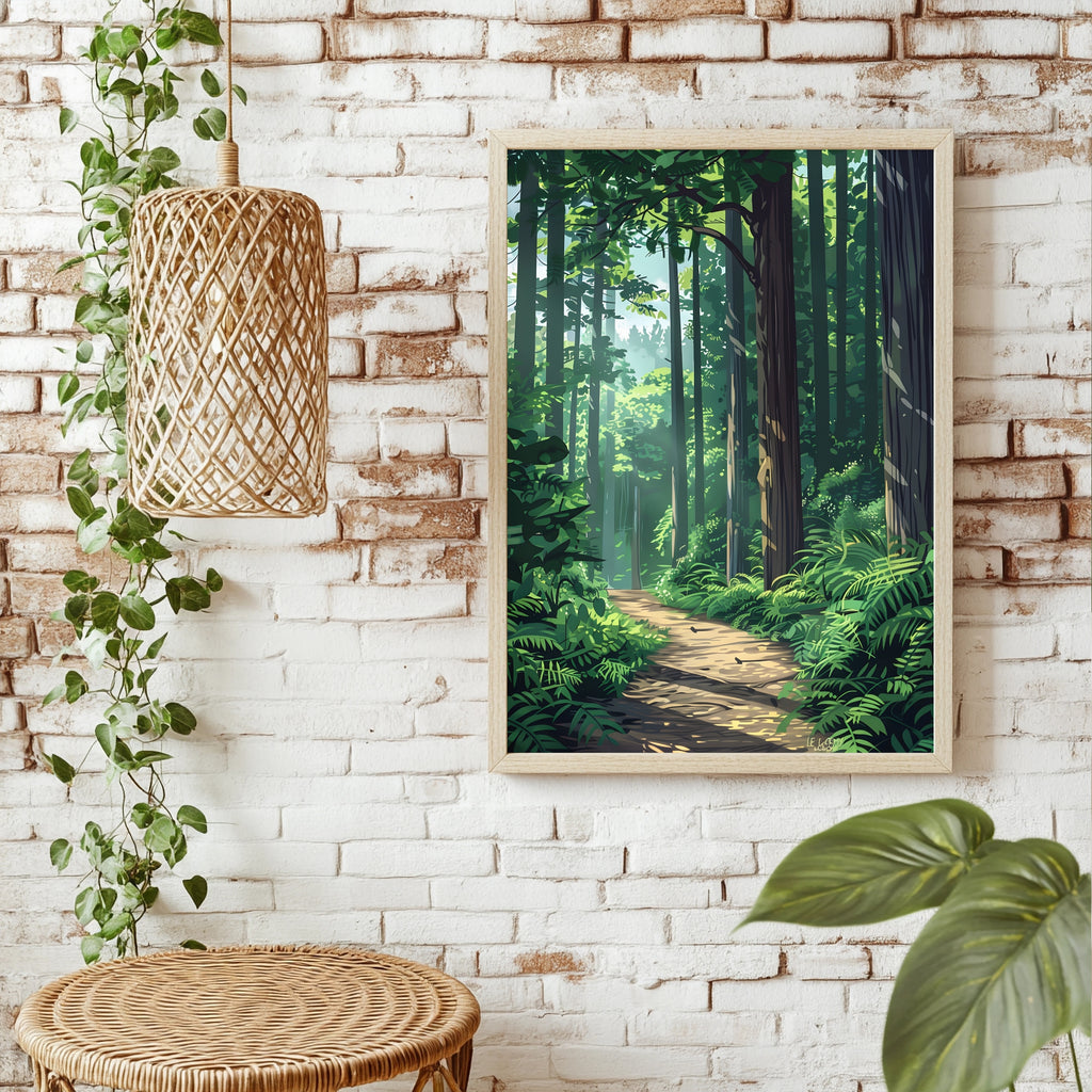 Sonniger Waldpfad Poster – Produktansicht 2