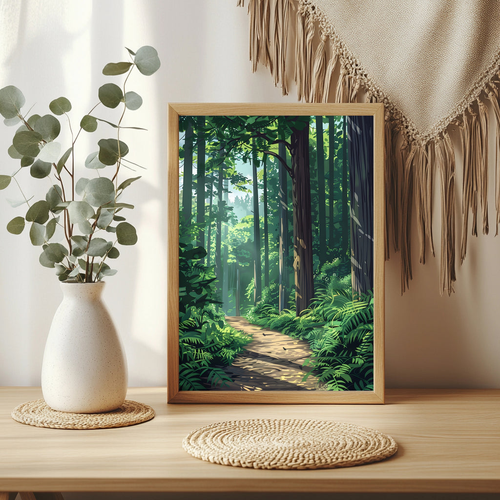Sonniger Waldpfad Poster – Produktansicht 4
