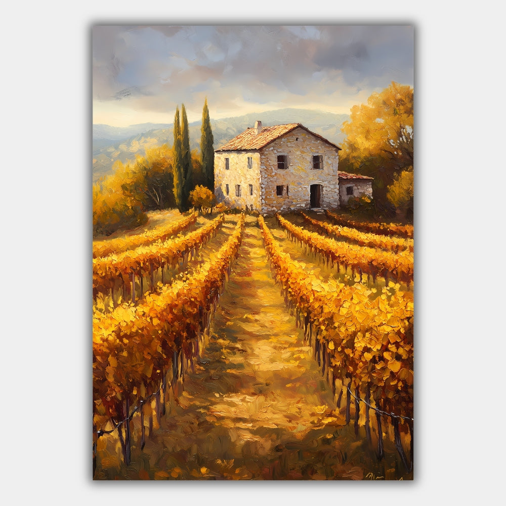 Weinberg Herbst Toskana Landhaus Poster – Produktansicht 1