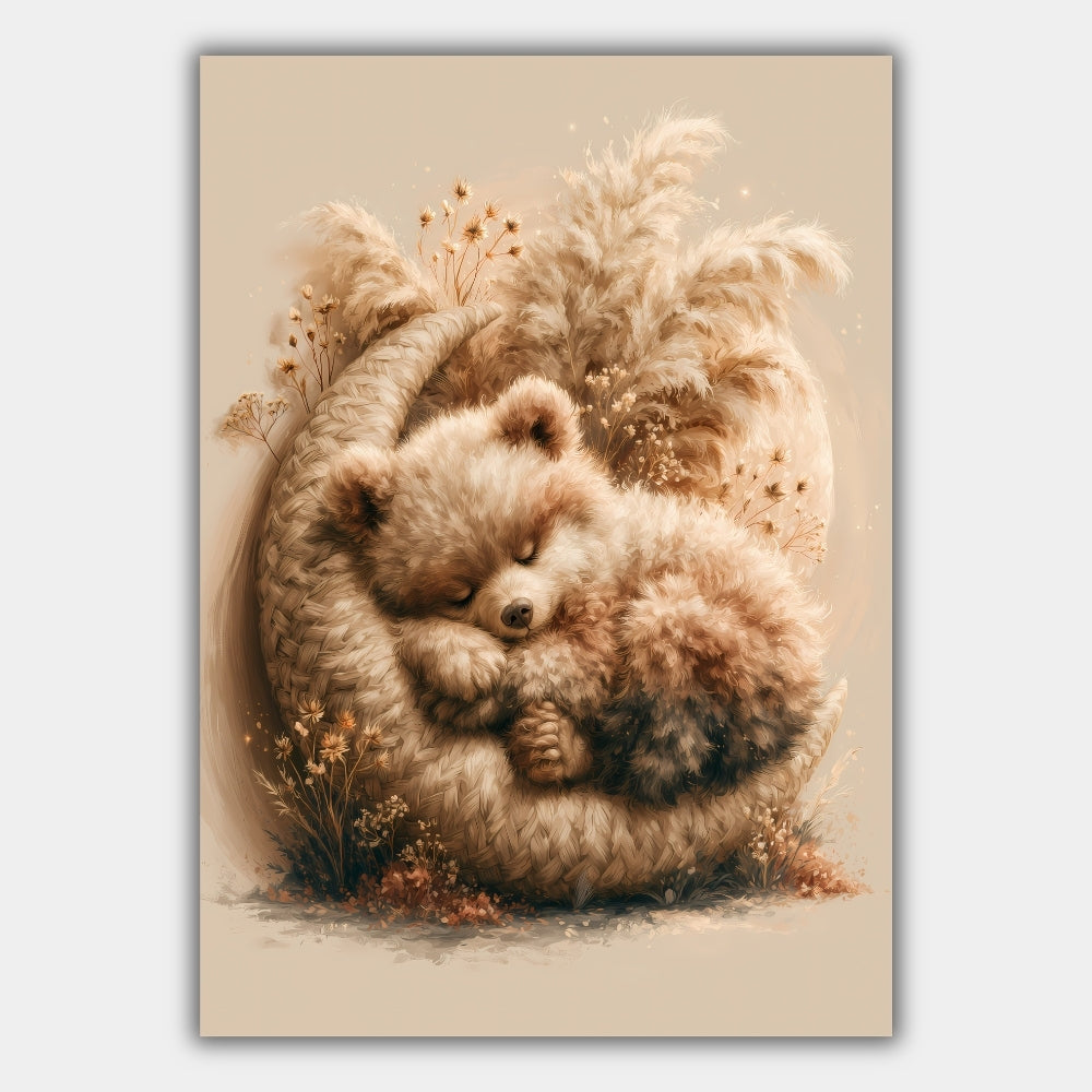 Baby Bär Korb Boho Poster – Produktansicht 1