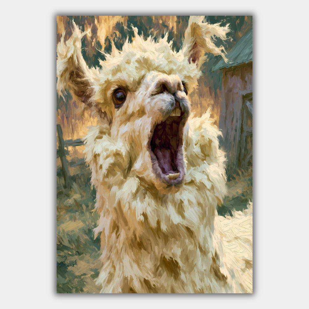 Lustiges Lama Schreiend Bauernhof Tier Poster – Produktansicht 1