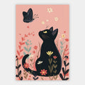 Schwarze Katze mit Schmetterling Poster – Produktansicht 1