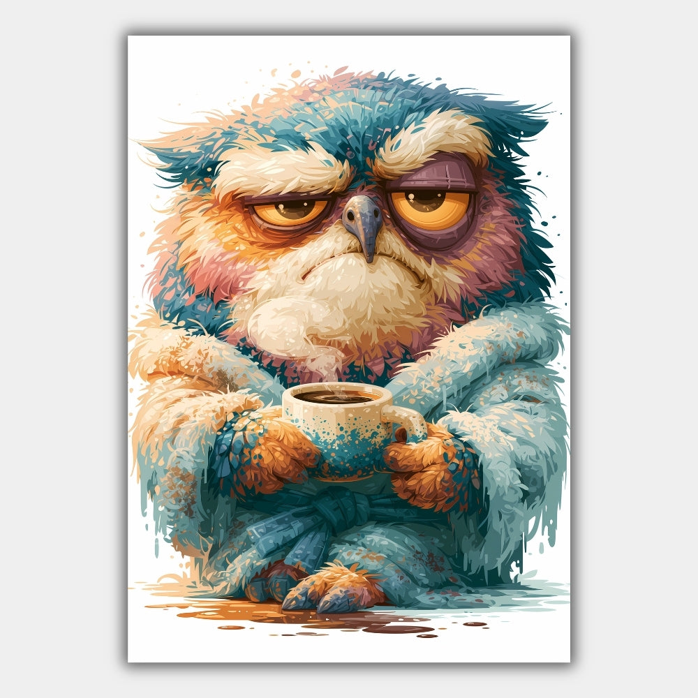 Grantige Eule Kaffee Poster – Produktansicht 1