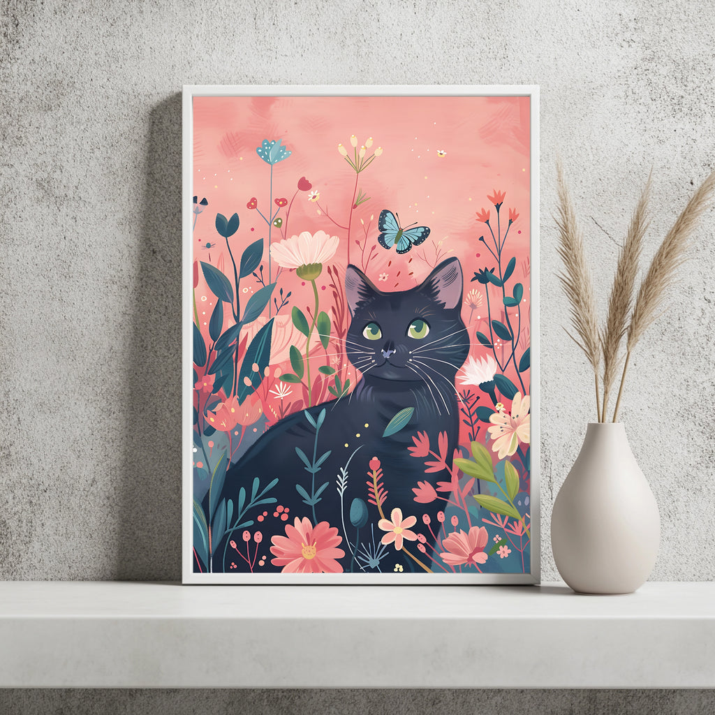 Katzenporträt mit Schmetterling Poster – Produktansicht 3