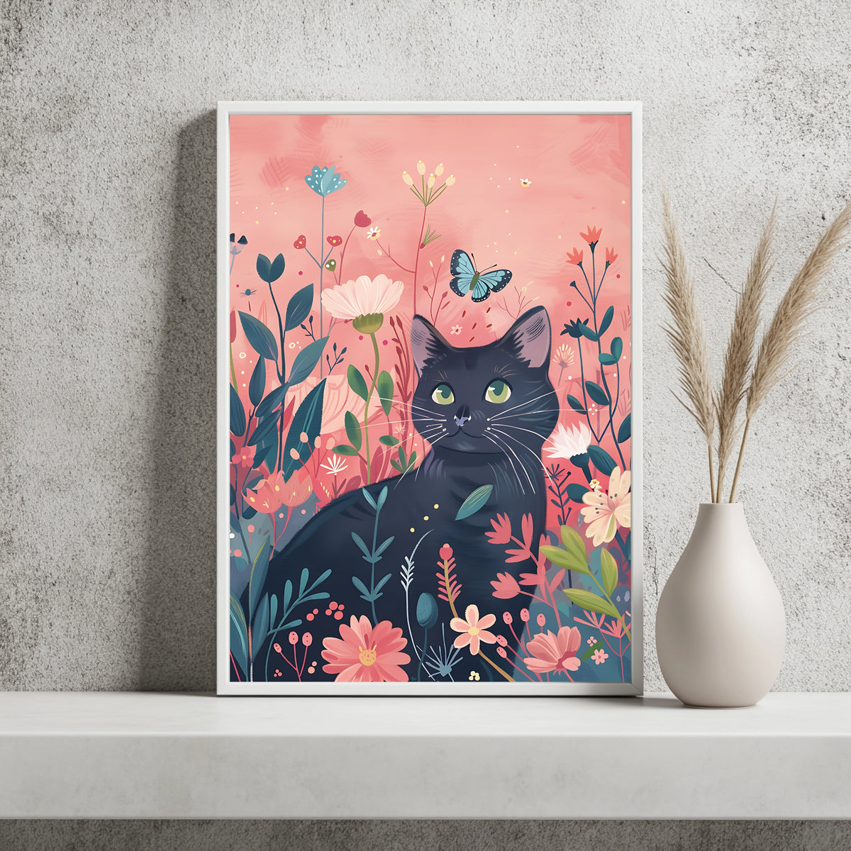 Katzenporträt mit Schmetterling Poster – Produktansicht 3