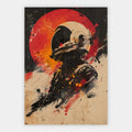 Astronaut im Profil vor rotem Planeten im Retro-Filmplakat-Stil