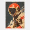 Astronaut mit rotem Helm und Borduhr im Vintage-Stil