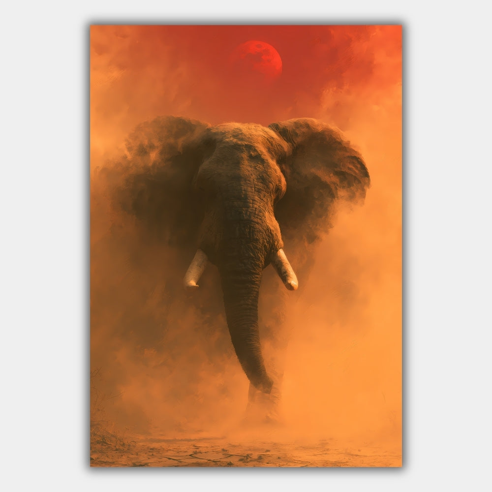 Elefant Blutmond Savanne Poster – Produktansicht 1