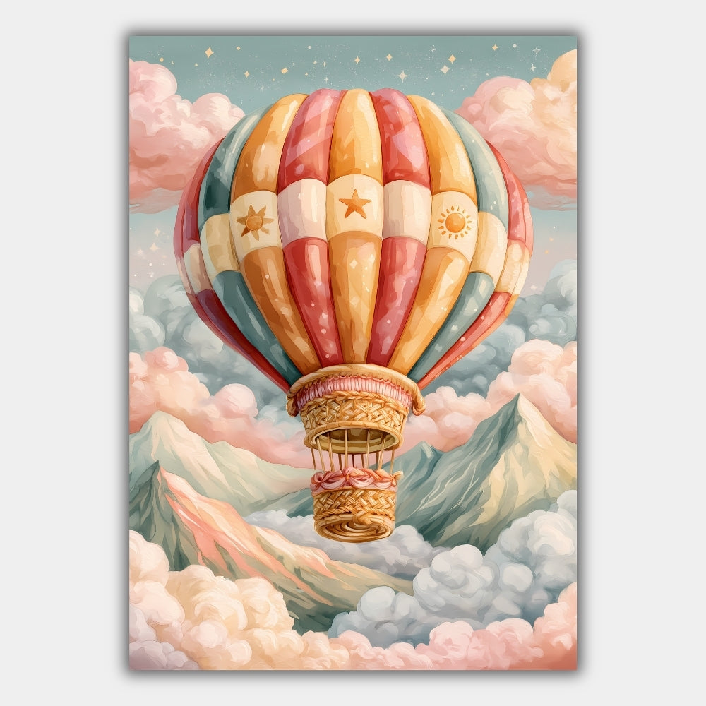 Heißluftballon Sterne Poster – Produktansicht 1