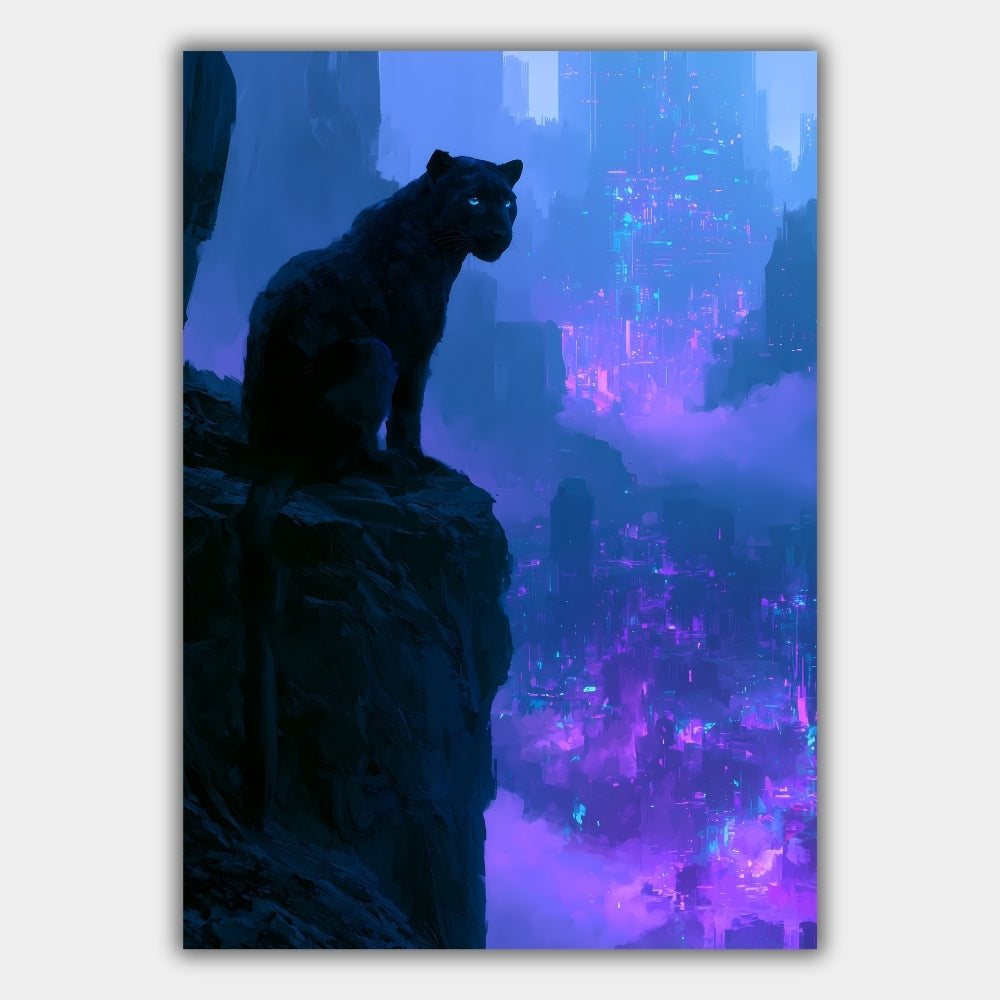 Panther Neon Stadt Cyberpunk Poster – Produktansicht 1