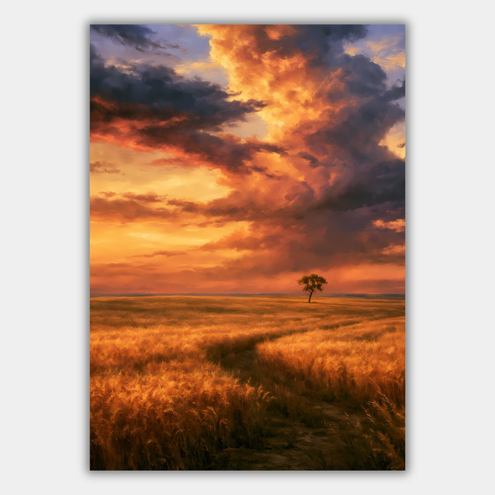 Weizenfeld im Sonnenuntergang Poster – Produktansicht 1