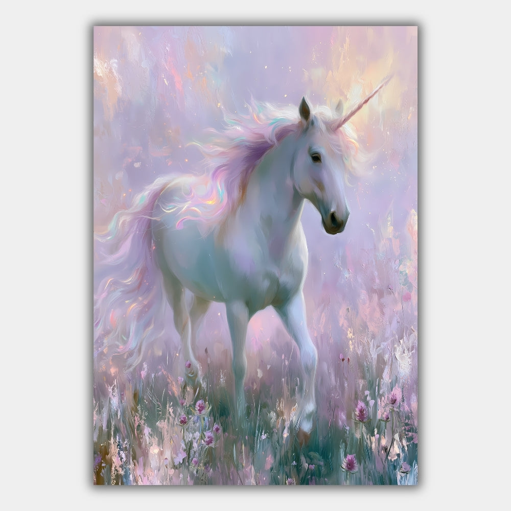 Einhorn Pastell Blumenwiese Poster – Produktansicht 1