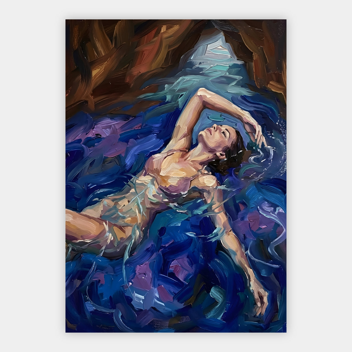Schwimmerin in Blau Poster – Produktansicht 1
