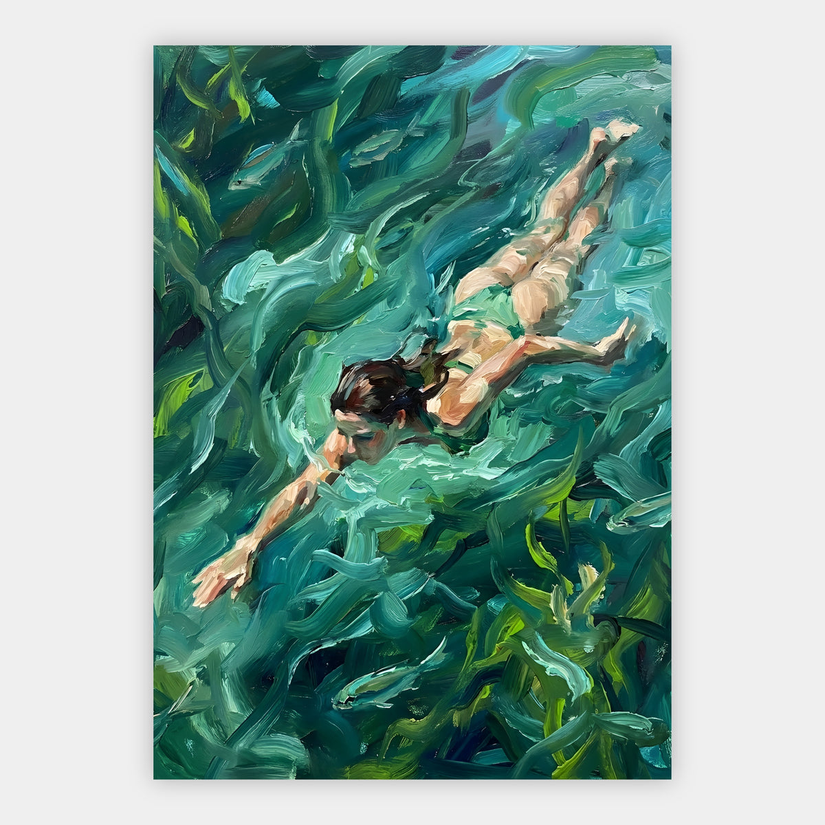 Schwimmerin im Seetang Poster – Produktansicht 1