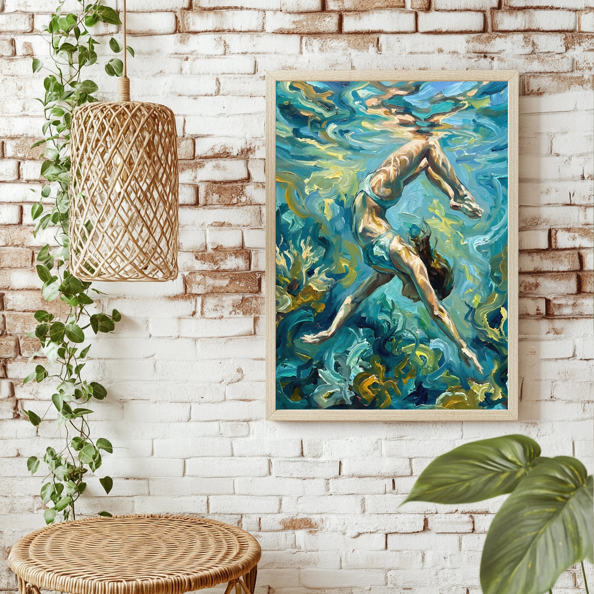 Schwimmerin Diagonal Poster – Produktansicht 2