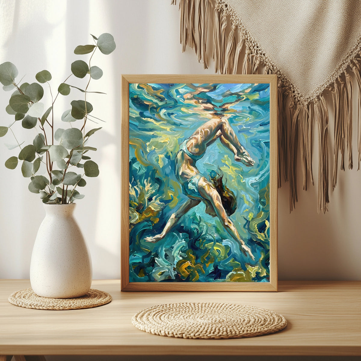 Schwimmerin Diagonal Poster – Produktansicht 4