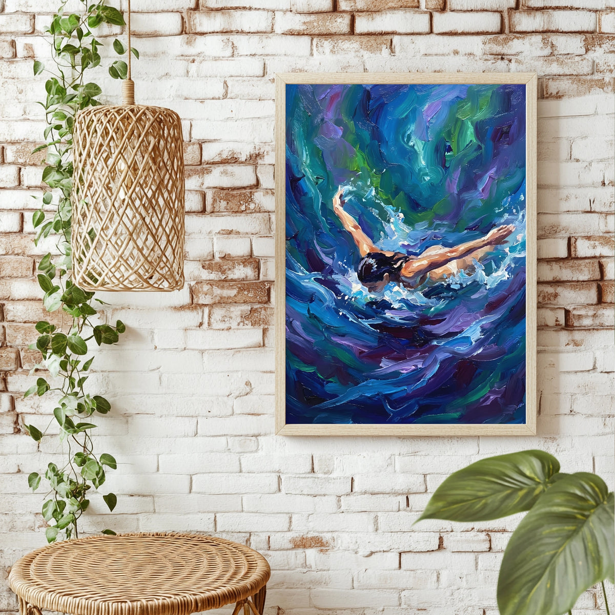 Schwimmerin in der Welle Poster – Produktansicht 2