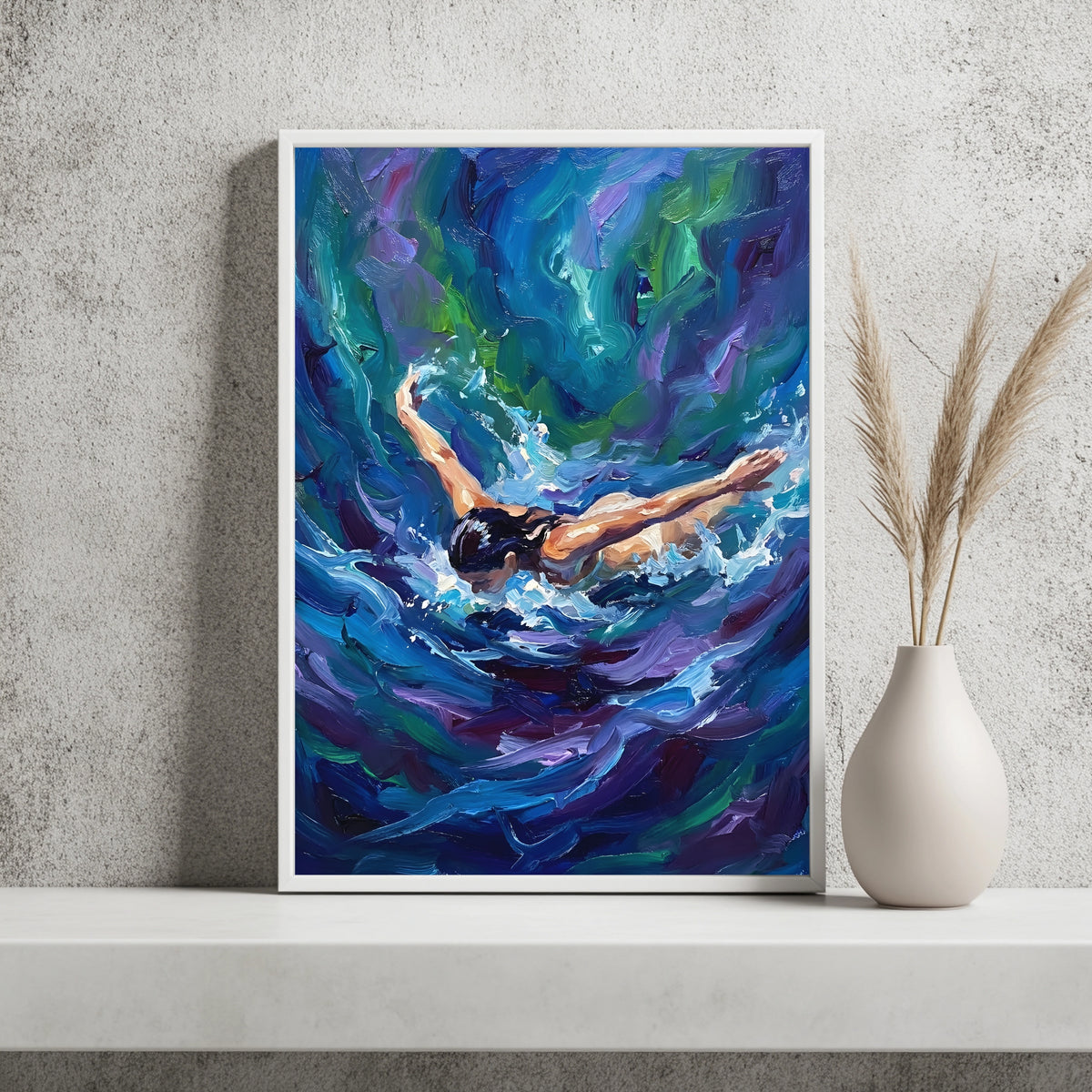 Schwimmerin in der Welle Poster – Produktansicht 3