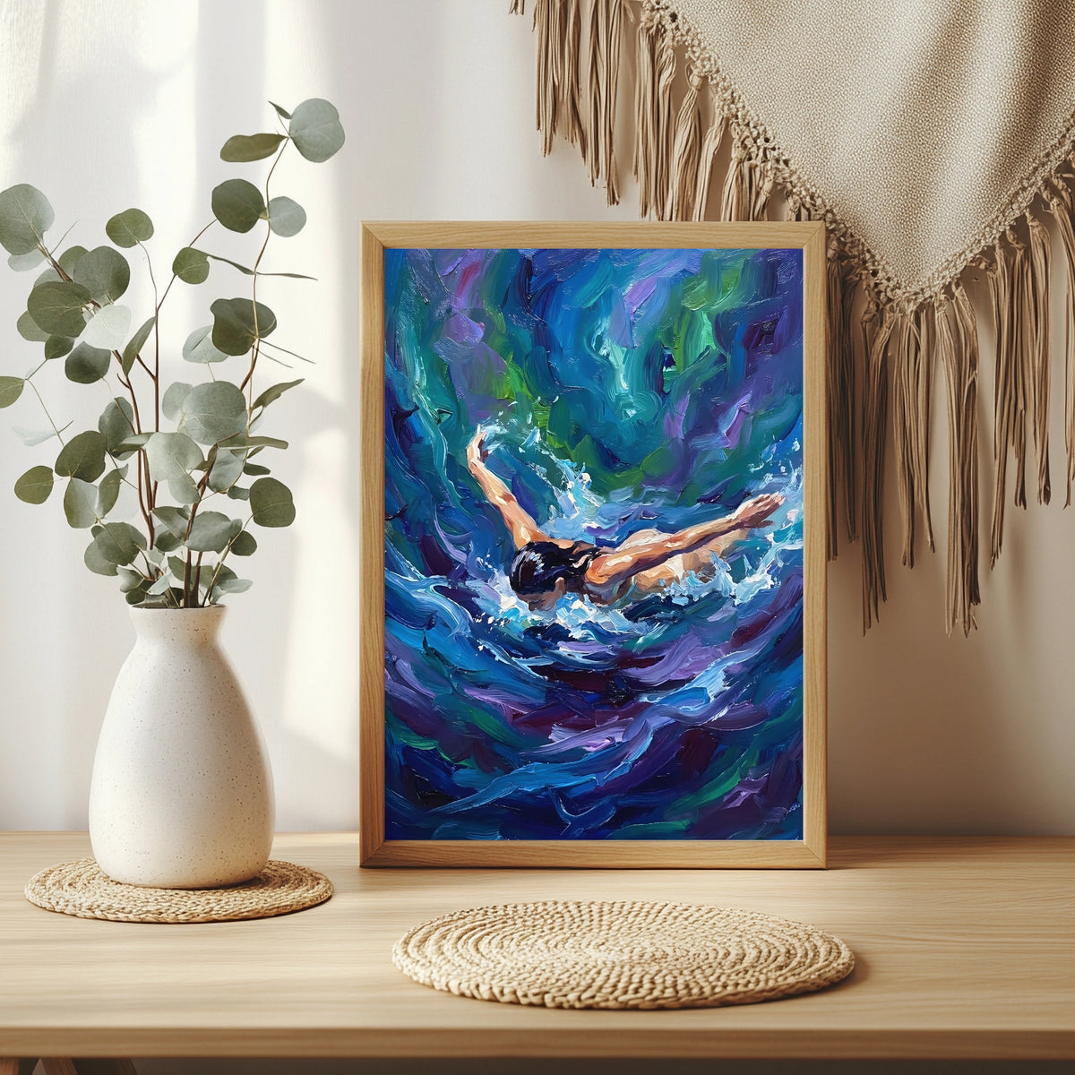 Schwimmerin in der Welle Poster – Produktansicht 4