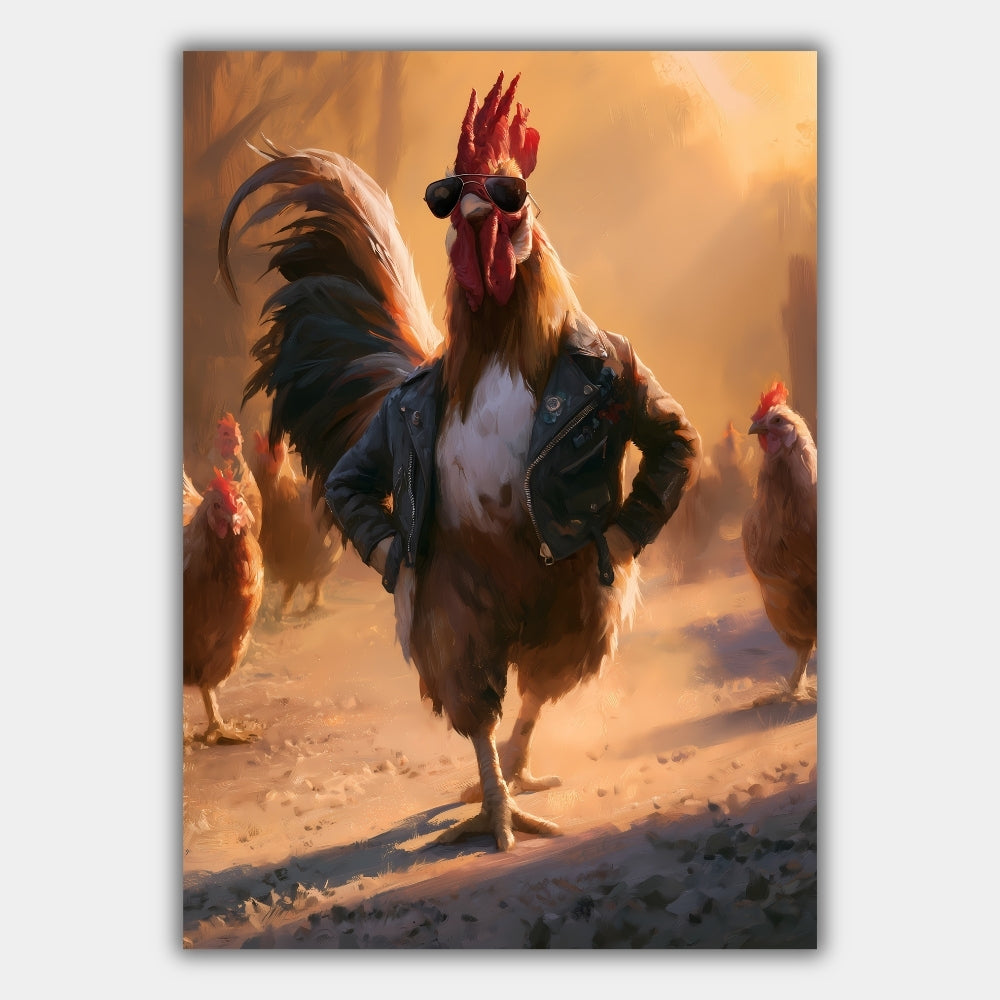 Hahn Sonnenbrille Bauernhof Poster – Produktansicht 1