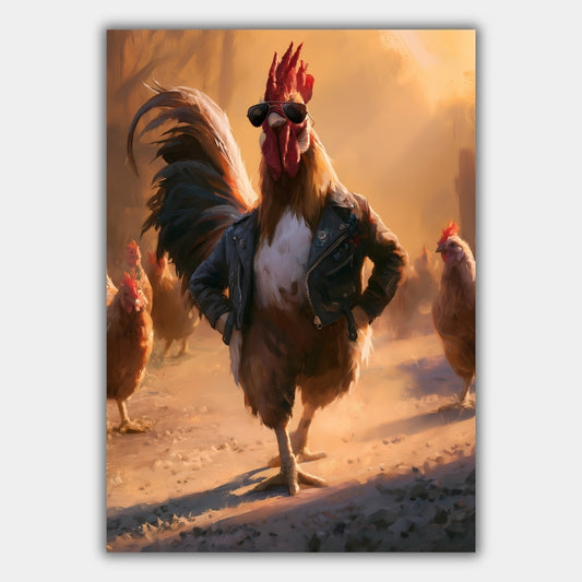 Hahn Sonnenbrille Bauernhof Poster – Produktansicht 1