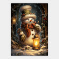 Schneemann mit Laterne Poster – Freisteller