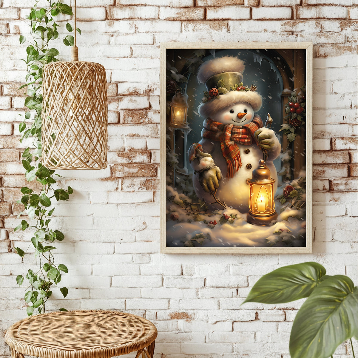 Schneemann mit Laterne Poster – Raumansicht 1