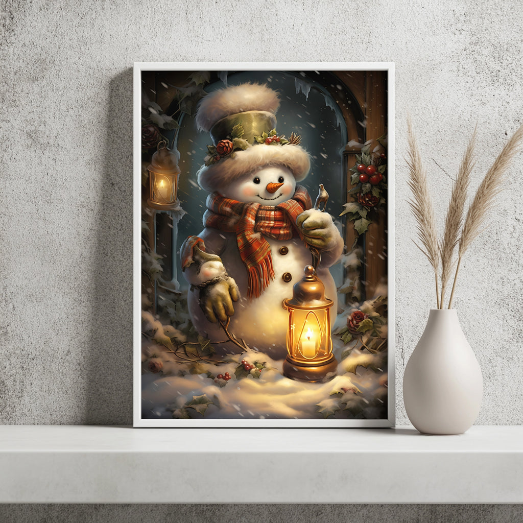 Schneemann mit Laterne Poster – Raumansicht 2