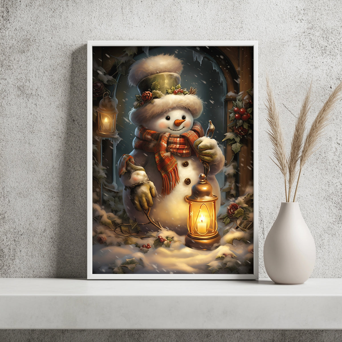 Schneemann mit Laterne Poster – Raumansicht 2