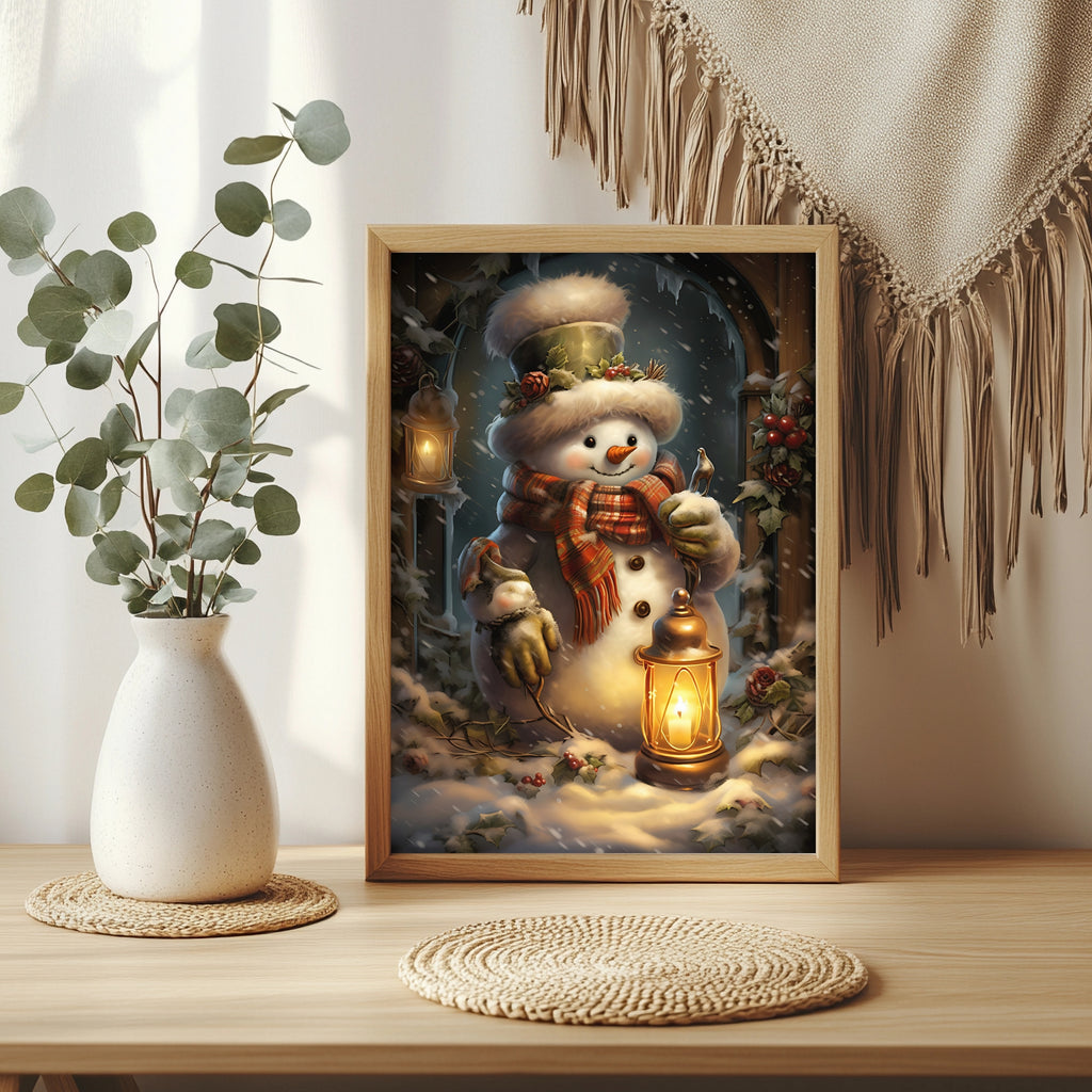 Schneemann mit Laterne Poster – Raumansicht 3
