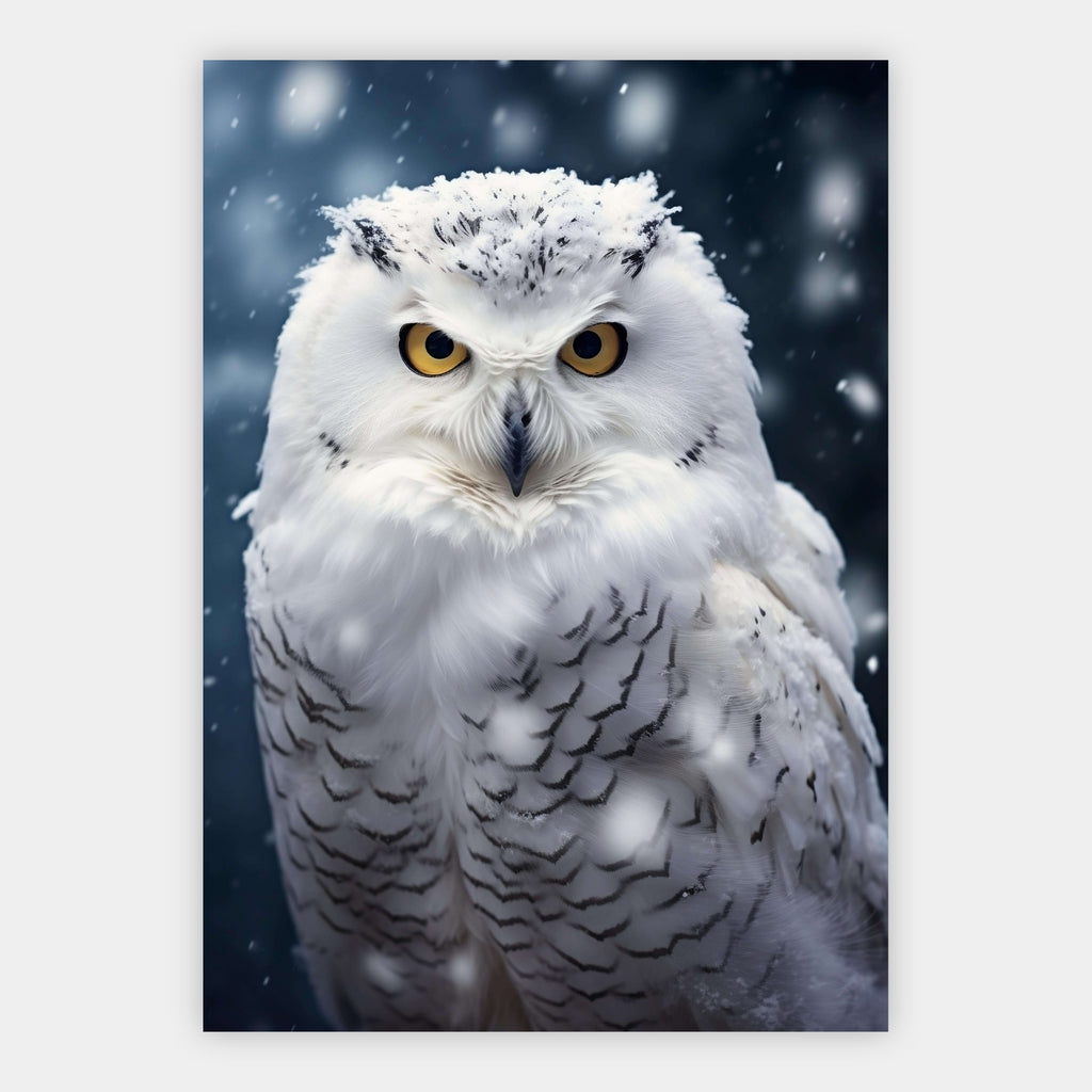 Schneeeule im Schneefall Poster – Freisteller