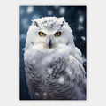 Schneeeule im Schneefall Poster – Freisteller