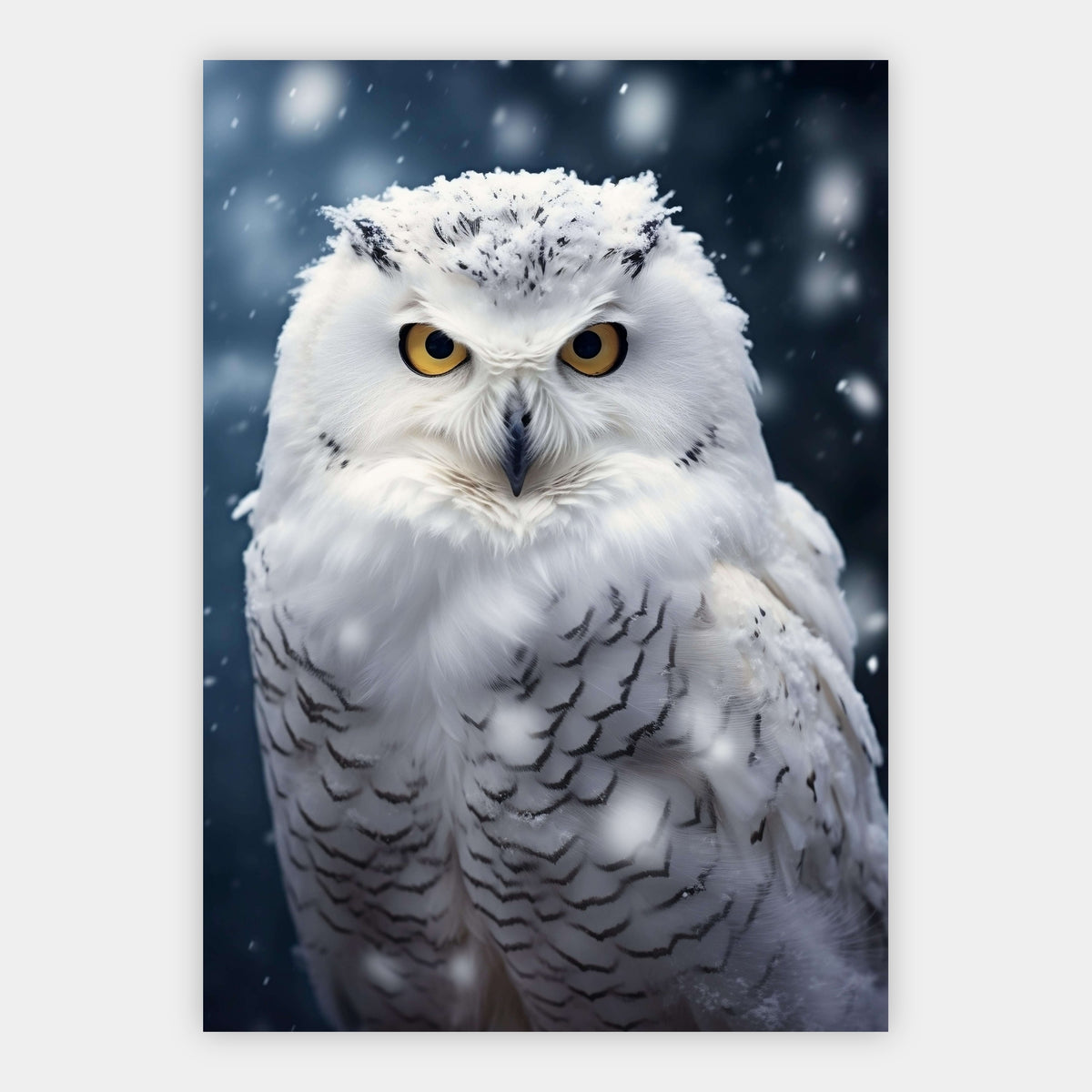 Schneeeule im Schneefall Poster – Freisteller