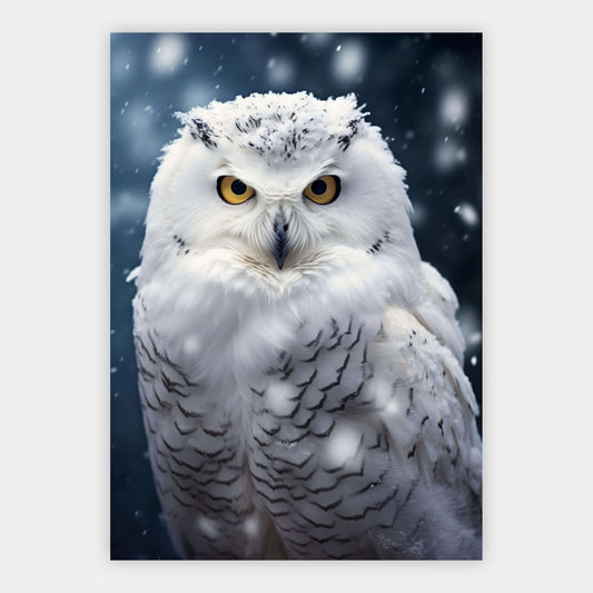 Schneeeule im Schneefall Poster – Freisteller