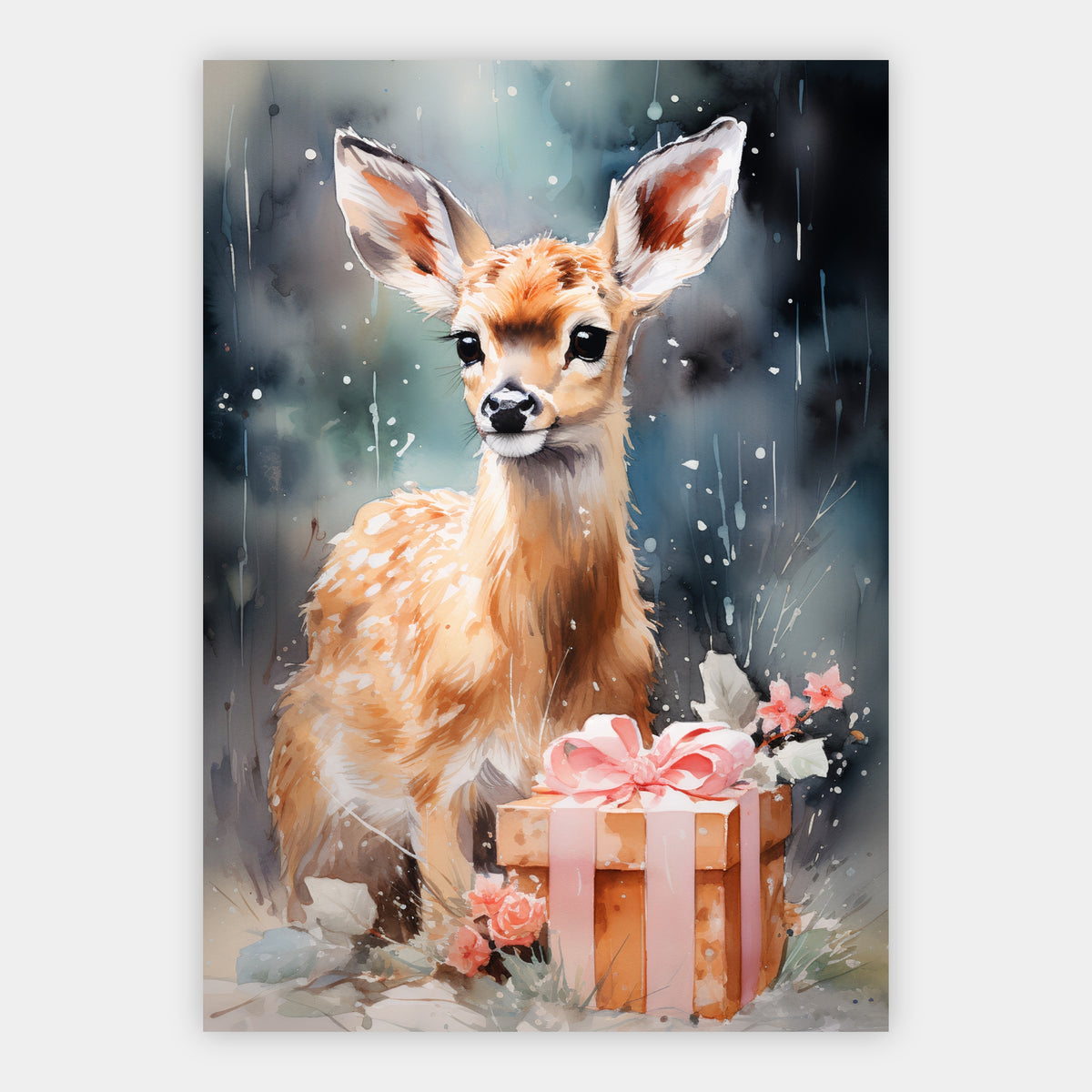 Rehkitz mit Geschenk Poster – Freisteller