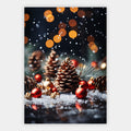 Tannenzapfen und Christbaumkugeln Poster – Freisteller