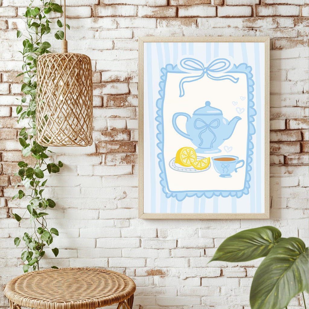 Teekanne mit Zitronen Poster – Raumansicht 1