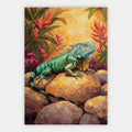 Leguan auf warmen Felsen Poster – Freisteller