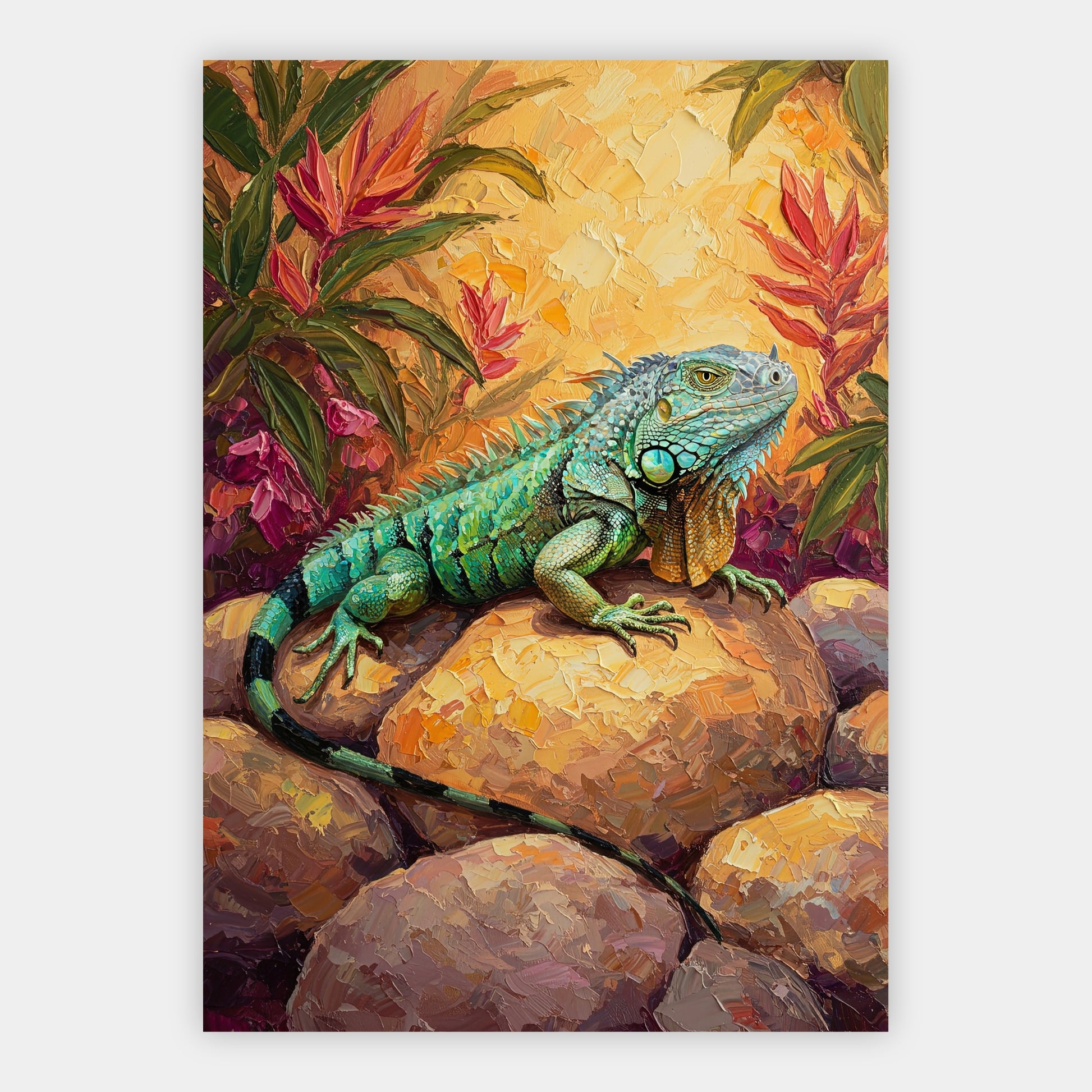 Leguan auf warmen Felsen Poster – Freisteller