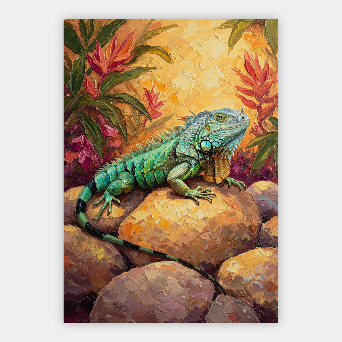 Leguan auf warmen Felsen Poster – Freisteller