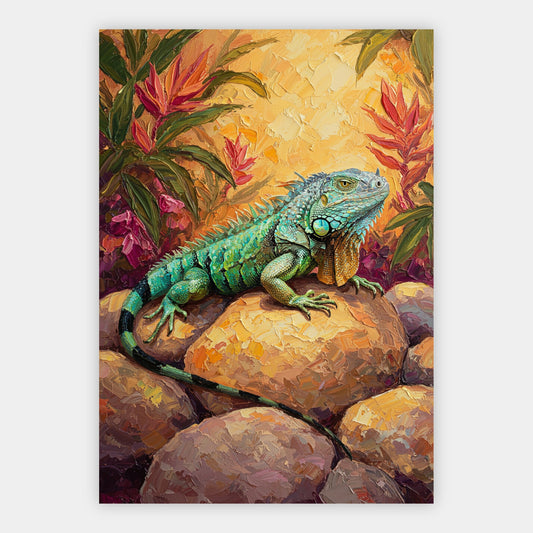Leguan auf warmen Felsen Poster – Freisteller