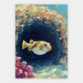 Kugelfisch in der Unterwasserhöhle Poster – Freisteller